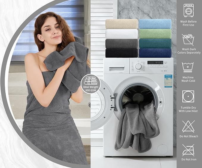 Extra Large Bath Towel Set of 4 (35"x70"),Oversized Bath Sheet Super Soft Highly Absorbent Jumbo Bathroom Towel Set Microfibers Quick Dry Shower Towel for Hotel,Bathroom,Guest,Spa,Gym (Dark Gray)