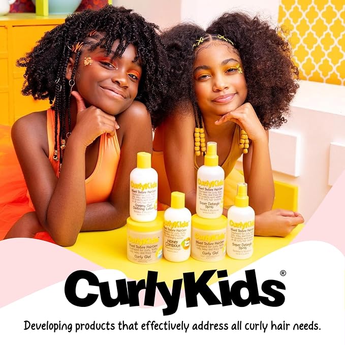 CurlyKids Super Detangle Kids Shampoo & Conditioner Set, Frizz-Free Care for Curly, Kinky, Wavy, and Frizzy Hair - Sulfate & Paraben-Free Hair Care