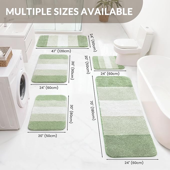 Exclusivo Mezcla Bathroom Rugs Mat 20x30, Extra Soft Non Slip Absorbent Microfiber Bath Rugs, Machine Washable Quick Dry Bath Mats for Bathroom Floor, Shower, Home Decor, Gradient Green