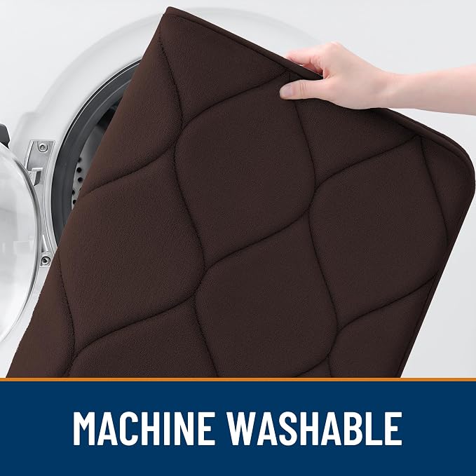 Smiry Memory Foam Bath Mat 59''x24'', Ultra Soft Non-Slip Bathroom Rug, Plush Water Absorbent Quick Dry and Machine Washable Floor Mat for Shower, Tub & Home Decor, Brown
