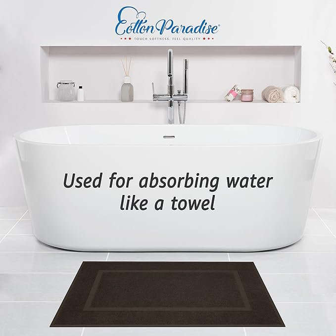 Cotton Paradise 100% Cotton Turkish Bathmat Set, Soft Absorbent Quick Dry, 2 Piece 20x34 Bathmat Floor Set, Chocolate Brown