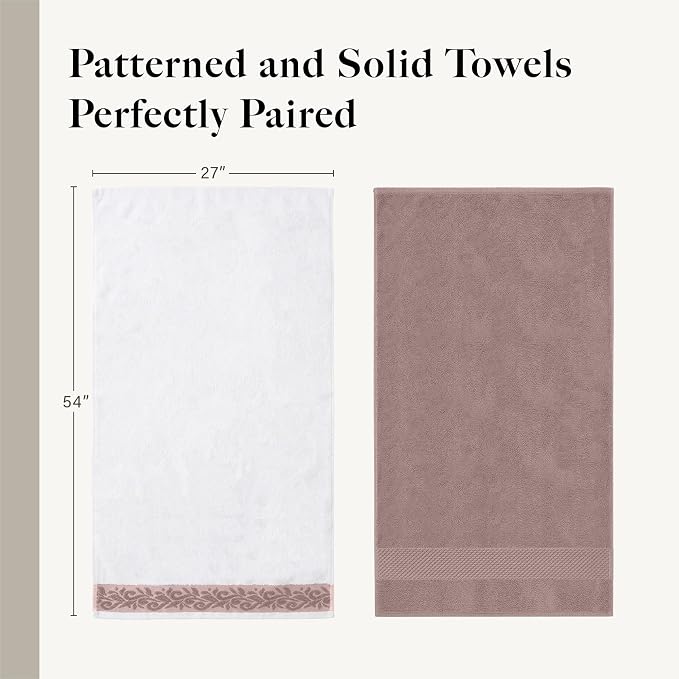 Modern Threads 600 GSM 6-Piece Towel Set with Filgree Jacquard Border Rose