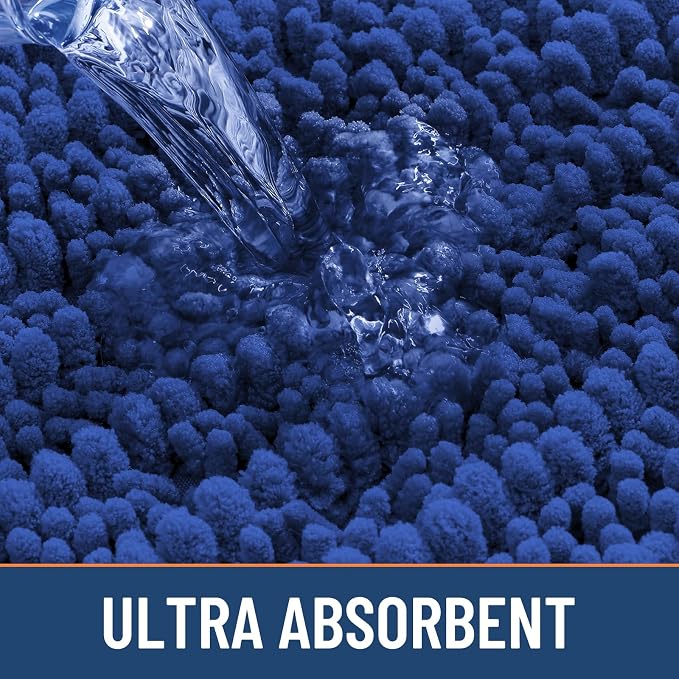 Smiry Bathroom Rugs Mat 34x21, Extra Soft Absorbent Chenille Bath Rugs, Non Slip Rubber Backing Machine Washable Quick Dry Bath Mats for Bathroom Floor, Tub, Shower, Home Decor Accessories, Royal Blue