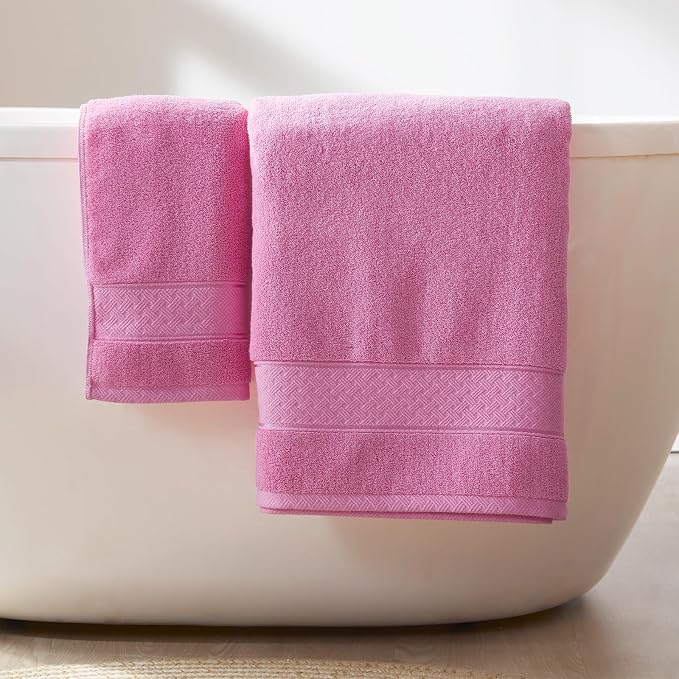 COZYART Pink Bath Towel Set 6 Piece, 100% Zero Twist Ring Spun Turkish Cotton 650GSM, Ultra Soft Absorbent Fast Dry Hotel Quality Bathroom Towels