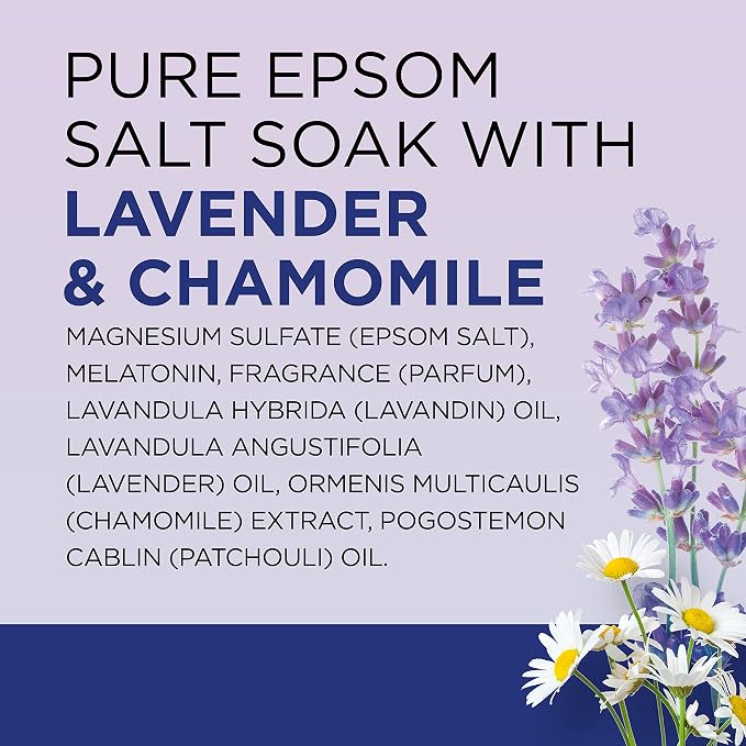 Dr Teal's Epsom Salt Magnesium Soak, Sleep Blend with Melatonin, Lavender & Chamomile Essential Oils, 3 lbs