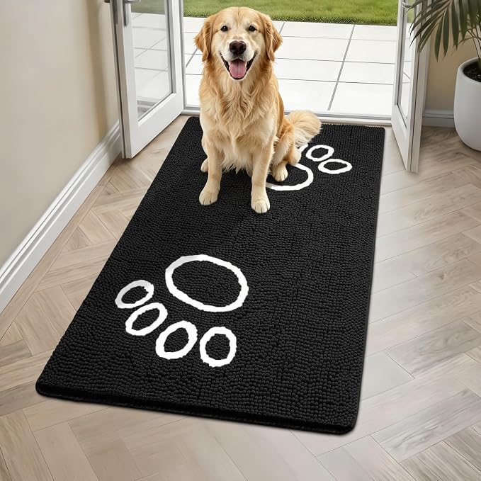 Bcoimo Super Absorbent Dog Door Mat, 48"*30" Anti Slip Mat for Muddy Paws, Pet Rugs for Dirty Paws Washable that Absorbs Moisture and Dirt, for Dog Cage and Pet Resting Carpet