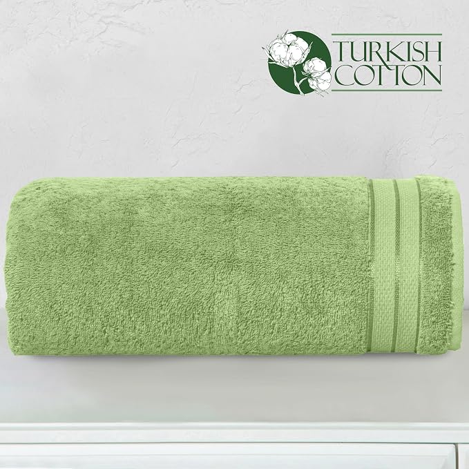 Elegant Comfort Three Line Popcorn Extra Large Luxury Bath Towel - 40" x 80" inch, Premium Hotel Spa Quality 1 Piece Oversized Bath Sheet 100% Turkish Cotton Super Soft Highly Absorbent, Sage Green