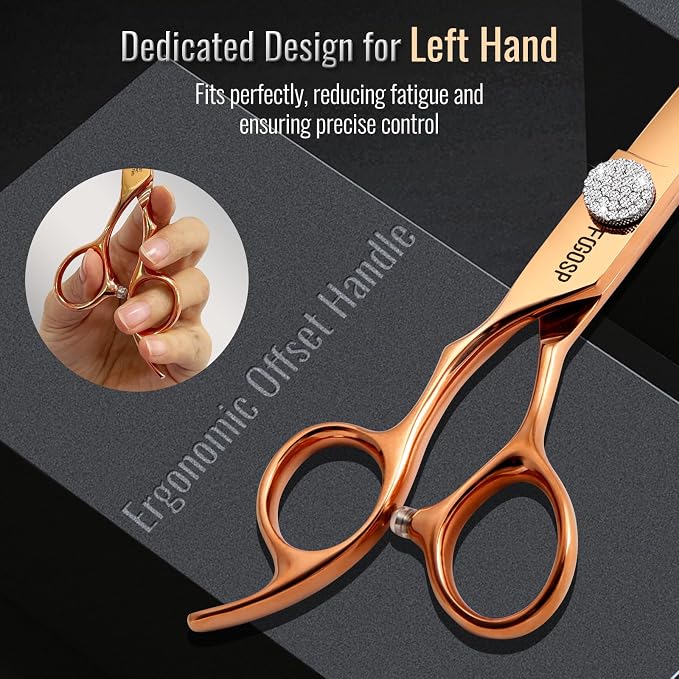 7'' Professional Left Handed Dog Grooming Scissors Straight Grooming Shears for Dogs Pet Rose Gold Titanium Japan 440C Right Handed Dog Hair Cutting Scissors for Poodle(7,Straight)