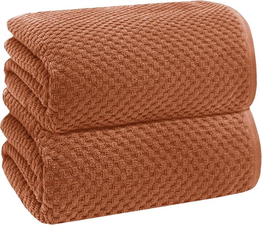 COTTON CRAFT Euro Spa Waffle Weave Bath Sheet - Set of 2 Mocha Towel Sheets | Pure 100% Ringspun Cotton Oversized Luxurious Towel Set - Soft Plush Super Absorbent Low Lint Quick Dry - 35 x 70 inches
