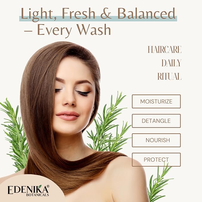 Edenika Botanicals Rosemary Oil Conditioner Treatment with Biotin for Thinning Hair, Anti-Hair Loss, Detangling, Nourishing & Strengthening, Women & Men, Sulfate-Free, Organic, 16 fl oz