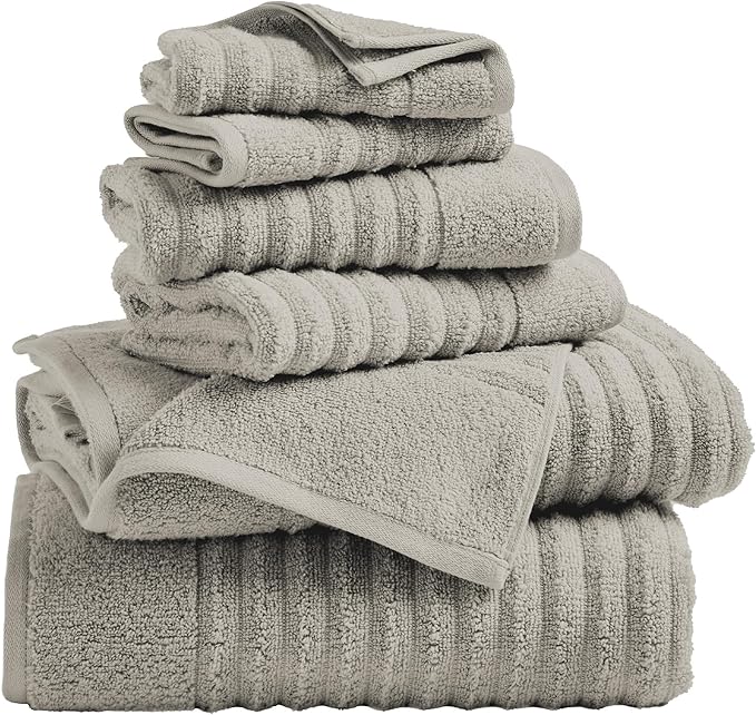 Great Bay Home Bath Towel Set - 100% Cotton 6 Piece Towel Set - Absorbent & Quick-Dry Towels for Bathroom (Mid Grey)
