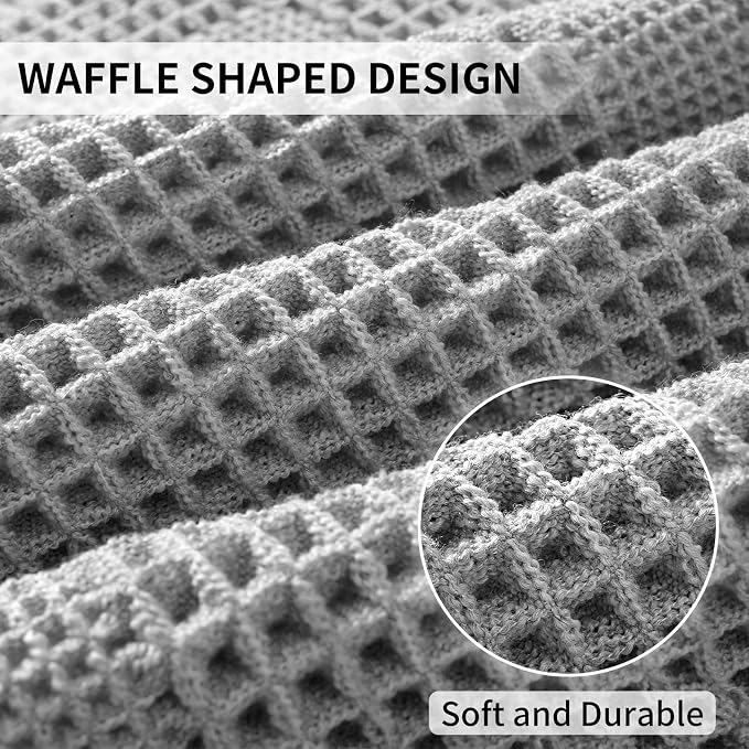 Waffle Bath Mat - Super Water Absorbing Bath Mat Quick Dry, Bathroom Rugs Non Slip Washable with Tassels, Rubber Backed Bathroom Mat for Bathroom Floor, Tub and Shower, 24" x 72", Light Grey