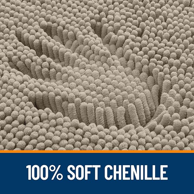 OLANLY Toilet Rugs U-Shaped 24x20, Extra Soft Absorbent Chenille Contour Bathroom Rugs for Toilet, Dry Quickly, Machine Washable, Non-Slip Bath Mat, Warm Taupe