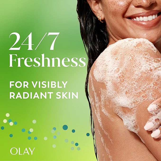 Olay Body Wash for Women, 24/7 Skin-Loving Freshness, Miami Mocktails, Plant Based Cleansers, Vitamin B3 & Antioxidant Blend, For All Skin Types, Lime It Up with Bergamot Scent, 22 fl oz