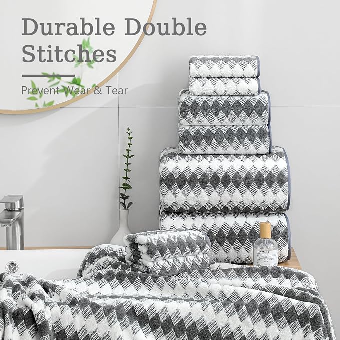 4 Piece Bath Towel Set Oversized Bath Sheet 35"x70" Bathroom Towel Extra Large Towel Set Soft Highly Absorbent & Quick Dry Premium Bath Sheet for Bathroom 600GSM Shower Towel Spa Gym Hotel,Dark Grey