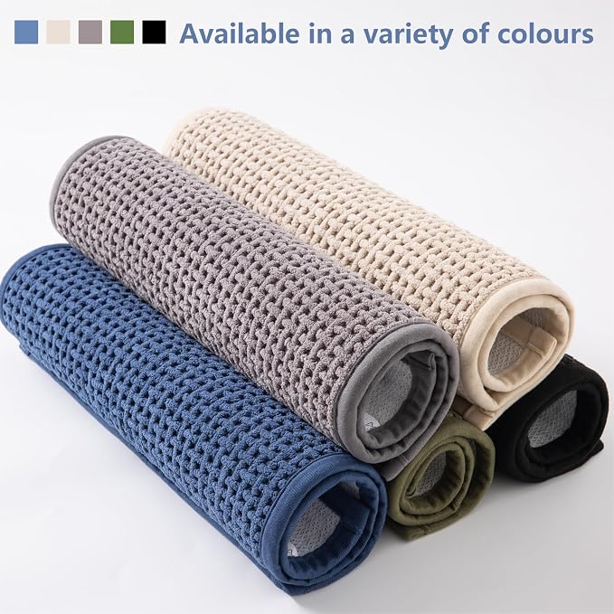 Bathroom Rugs Non Slip Washable, Super Absorbent Thin Bath Mat for Small Quick Dry Low Pile Bathroom Rug, (Khaki, 24″x16″)