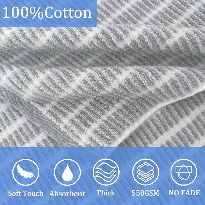 VOOVA & MOVAS Hooded Bath Towels for Teens/Big Kids (8Years Up) | Soft Absorbent 100% Cotton Thick Towel Wrap | Versatile Beach, Pool, Swim & Bath Cover-Up | GrayWhite
