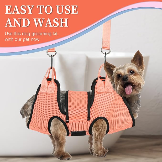 PatiencET Dog Grooming Hammock, Pet Grooming Hammock for Cats & Dogs with Security Strap, Dog Sling for Nail Trimming with Nail Clippers/Trimmer, Nail File, Pet Comb(S)