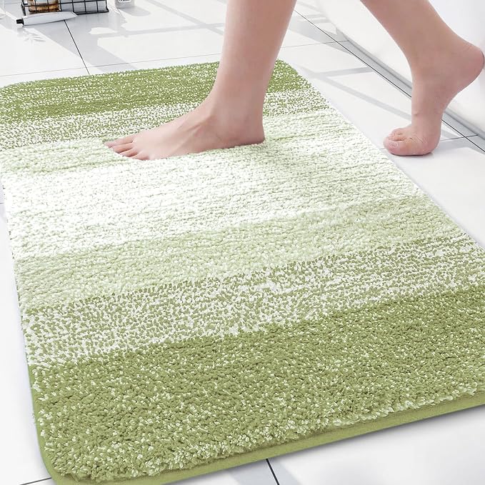 Arotive Microfiber Bathroom Rugs, Shaggy Soft and Absorbent Contour Toilet Rugs, Thick Plush Machine Washable Dry Bath Mats for Toilet Base, 30x20, Mustard Yellow, Rectangular