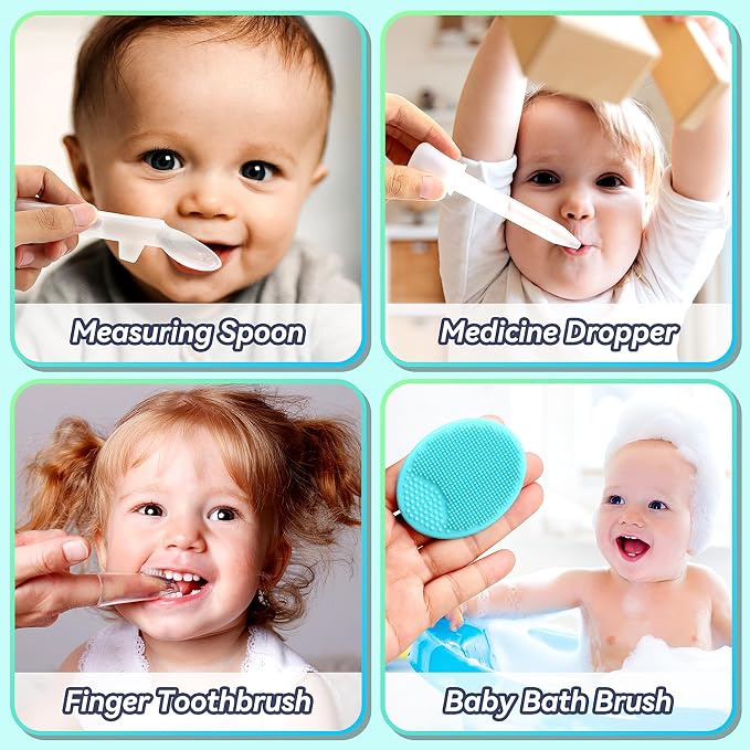 Baby Healthcare and Grooming Kit, 20 in 1 Baby Safety Set Newborn Nursery Health Care Set with Hair Brush Scale Nail Clippers for Baby Girls Boys(20 kits Pink) (Green)