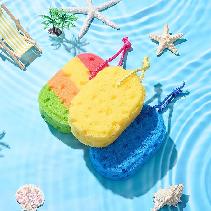 Boao 5 Pieces Soft Bath Sponge Shower Natural Gentle Soothing Body Fiber Exfoliating Shower Sponge Wash Bouquet for Women Men, Random Color(Charming Color)