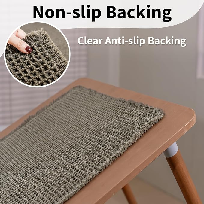 Waffle Bath Mat - Boho Bathroom Rugs Non Slip Washable, Super Absorbent & Quick Dry, Small Bath Mats Farmhouse Bathroom Decor, 18'' x 30'', Olive Green
