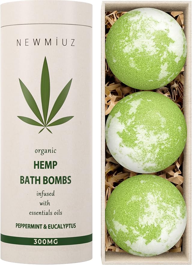 Organic Hemp Bath Bombs Infused Peppermint Eucalyptus Essential Oil Luxurious Bath Essentials Gifts for Dry Skin Immerse Yourself in A Blissful Spa