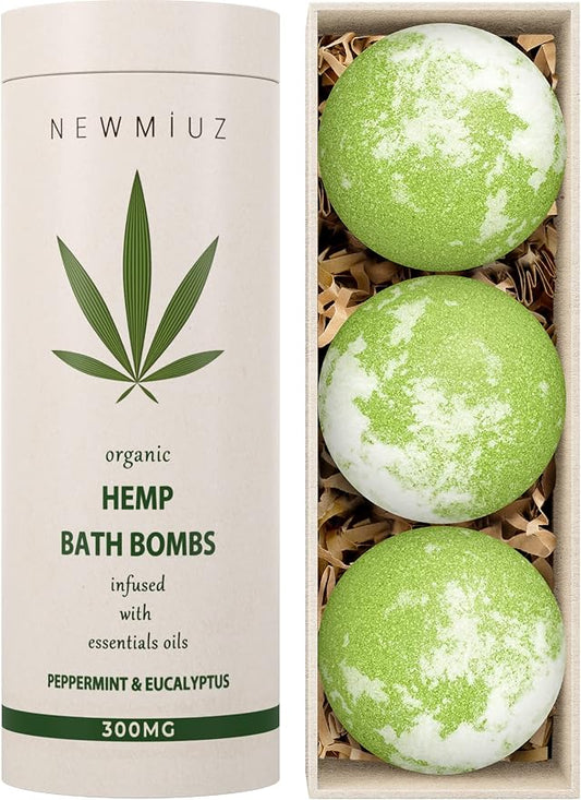 Organic Hemp Bath Bombs Infused Peppermint Eucalyptus Essential Oil Luxurious Bath Essentials Gifts for Dry Skin Immerse Yourself in A Blissful Spa