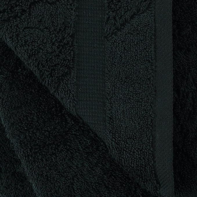 Towel Bazaar 4-Piece Washcloth, 100% Premium Cotton Turkish Towels, 13x13 Luxury Towel Super Soft and Absorbent, Perfect Use for Bathroom, Shower Towels - Black