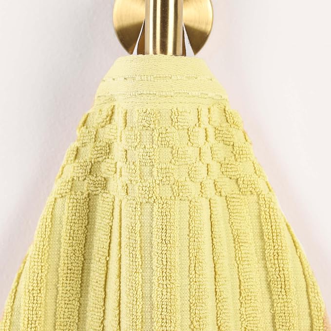 Superior Cotton 4-Piece Solid and Ribbed Hand Towel Set, Hand Towels- 16" x 28", Golden Mist