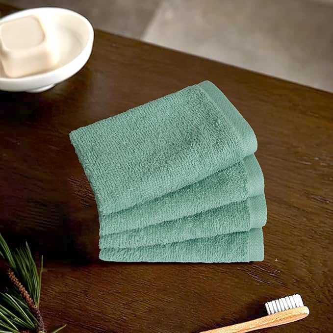 Amazon Basics Highly Absorbent, Soft & Durable 100% Cotton Washcloths for Bathroom, Body and Face, Lightweight, Fast Drying, 12 x 12 inches, Seafoam Green, Ice Blue, White, (Pack of 144)