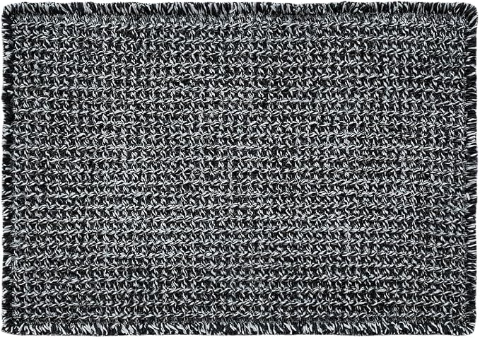 Triohero Waffle Bath Mat, Boho Bathroom Rugs Non Slip Washable, Ultra Soft Super Absorbent Quick Dry Farmhouse Bathroom Decor, 24" x 36", Black & White