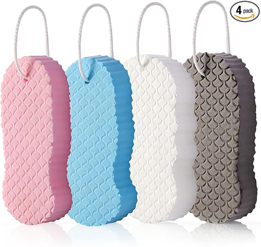 Losaria 4 Pcs Magic Exfoliating Bath Sponge - 3D Super Soft Body Scrubber | 3D Magic Sponge Gentle Works As A Dead Skin Remover. Perfect Body Sponge Exfoliator For Smooth Skin