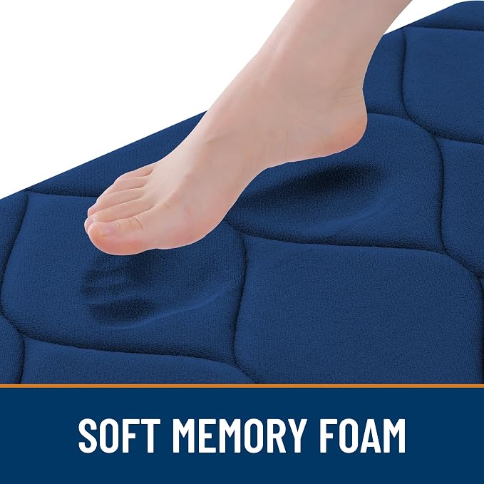 Smiry Memory Foam Bath Mat 36''x24'', Ultra Soft Non-Slip Bathroom Rug, Plush Water Absorbent Quick Dry and Machine Washable Floor Mat for Shower, Tub & Home Decor, Navy Blue