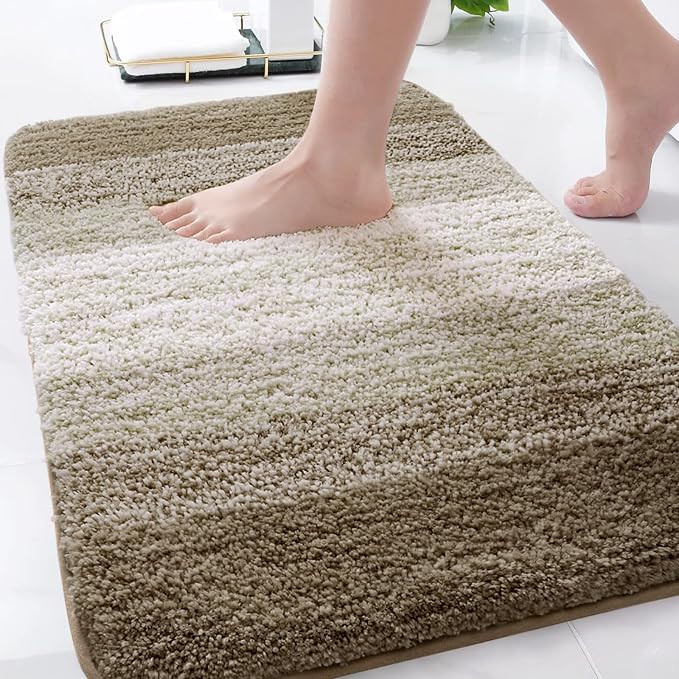 Arotive Microfiber Bathroom Rugs, Shaggy Soft and Absorbent Bath Rug, Thick Plush Machine Washable Dry Bath Mats for Bathroom, Tub and Shower, 34x21, Coffee, Rectangular