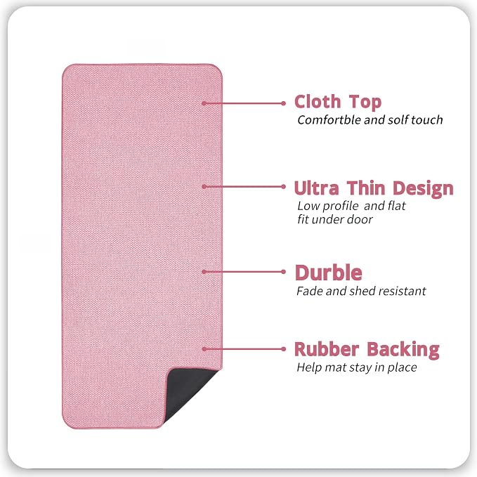 Bosap Bath Mat,Ultra Thin Bathroom Runner Rugs,Large Bath Mats for Bathroom,Quick Dry,Non-Slip,Machine Washable,Low Pile,Bath Rug,Shower Outside,Sink,Home Decor Accessories.Pink,3'x6'(36x72inch)