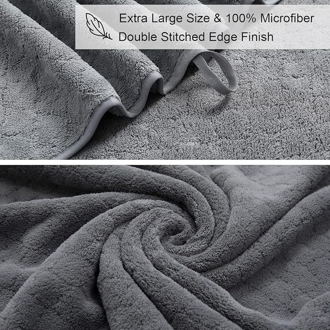 Ycosy Gray Bath Towels Set 35x70 Inches - Luxury 600 GSM Oversized Bath Sheet Towel,Extra Large Microfiber - Quick Dry,Highly Absorbent,Super Soft Shower Towels Spa Hotel Bathroom Towel Set (4-Pack)