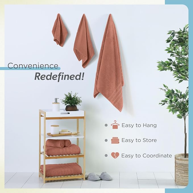 Martex Ultimate Performance 6-Piece Towel Set, Terracotta | 100% Cotton, Supersoft & Absorbent, Low-Linting, Easy Care, Versatile, 2 Bath Towels, 2 Hand Towels, 2 Wash Cloths