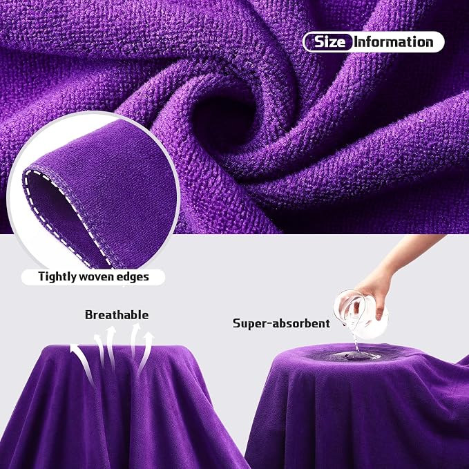 Mixweer 4 Pcs Oversized Bath Towels, 40 x 80 Inch Giant Microfiber Jumbo Bath Sheets Soft Bathroom Microfiber Quick Dry Absorbent Shower Towels for Spa Camping Beach(Dark Purple)