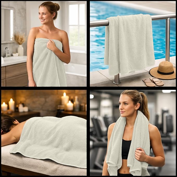 RIVERSIDE Pack of 1 Jumbo Bath Sheet 40 x 80 Inches 100% Cotton Oversized Bath Towel for Bathroom, Extra Large & Lightweight, Soft & Absorbent, Quick Dry, Perfect to Wrap Yourself in - Cannoli Cream