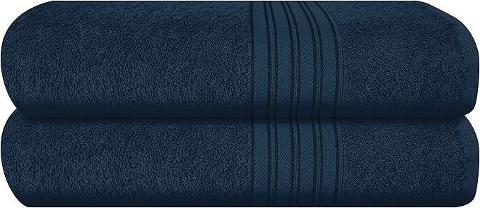 BOUTIQUO Cotton 2 Pack Bath Towel Set 28x55, Eco-Friendly Large Bath Towels, Compact Quickdry Lightweight Soft & Highly Absorbent Bath Towel, Ideal for Everyday Gym Travel Camp Pool - Mineral Blue