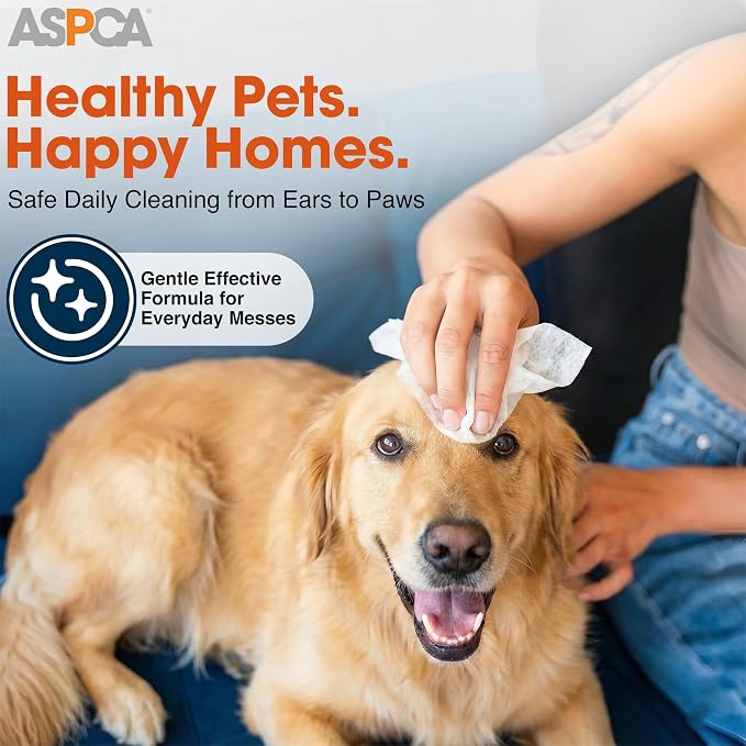 ASPCA-Pet Cleansing Wipes Canister | Resealable Pet Wipes for Paws, Face, Ears & Coat | No-Rinse Grooming Solution | Gentle Daily Cleaning for Pets | Thick, Soft & Chemical-Free | Lavender | 200 Count