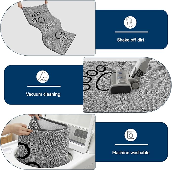 Bcoimo Super Absorbent Dog Door Mat, 48"*30" Anti Slip Mat for Muddy Paws, Pet Rugs for Dirty Paws Washable that Absorbs Moisture and Dirt, for Dog Cage and Pet Resting Carpet