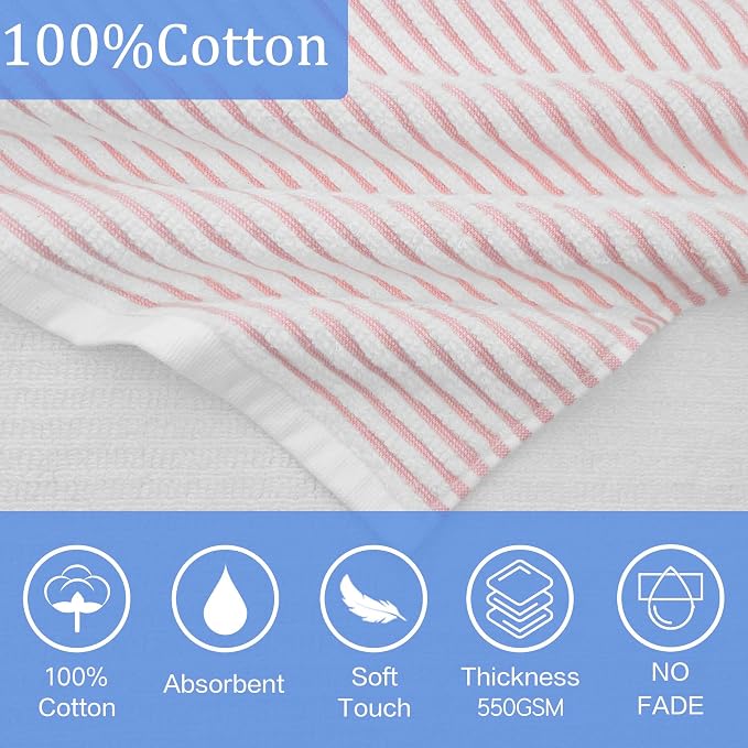 VOOVA & MOVAS Hooded Bath Towels for Teens/Big Kids (8Years Up) | Soft Absorbent 100% Cotton Thick Towel Wrap | Versatile Beach, Pool, Swim & Bath Cover-Up | Pink White