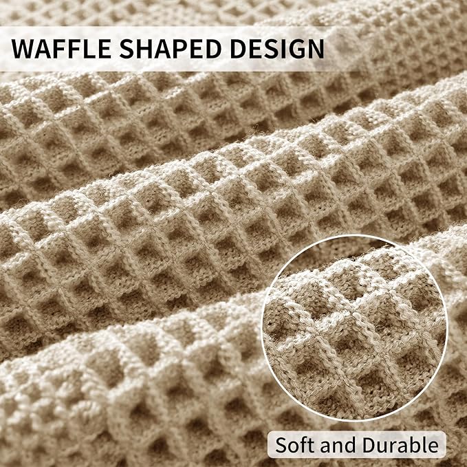 Waffle Bath Mat - Super Water Absorbing Bath Mat Quick Dry, Bathroom Rugs Non Slip Washable with Tassels, Rubber Backed Bathroom Mat for Bathroom Floor, Tub and Shower, 20" x 32", Brown