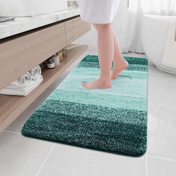 Arotive Microfiber Bathroom Rugs, Shaggy Soft and Absorbent Bath Rug, Thick Plush Machine Washable Dry Bath Mats for Bathroom, Tub and Shower, 50x30, Dark Green, Rectangular