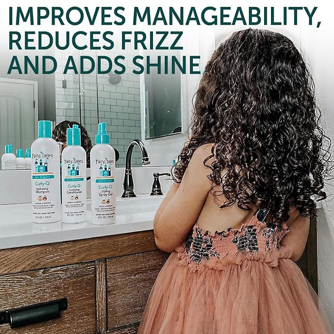 Fairy Tales Curly Q Hydrating Kids Conditioner – Paraben, Sulfate, Gluten, and Nut Free – For all Types of Curls Including Multi Cultural Hair – 8oz.