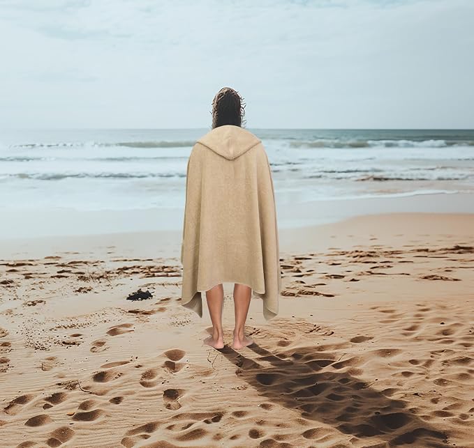 COTTON CRAFT Ultra Soft Hooded Towel – Oversized 35x70 Towel with Hood for Adults - 580 GSM 100% Cotton Ringspun Terry - Pool Beach Bath Sheet Wrap - Luxurious Plush Absorbent Bath Wrap – Linen