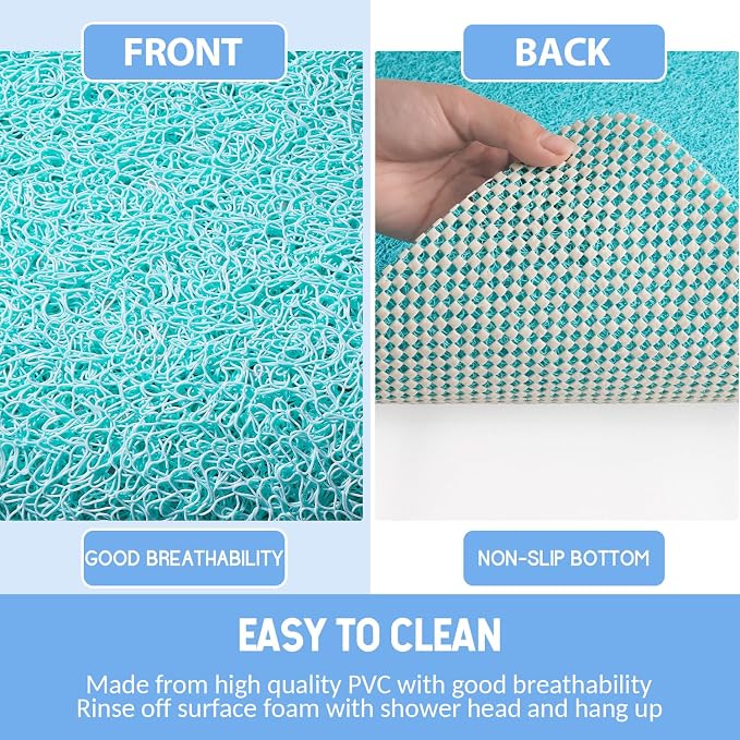 Hargiis Non-Slip Bathtub Mat, Anti Slip Shower Mat, Fast Drying Bathtub Mats, Foot Scrubber Mat, Anti Slip Mat for Tub, Floor, Bathroom, Kitchen, Home, Hotel (Turquoise Blue 24"×24")