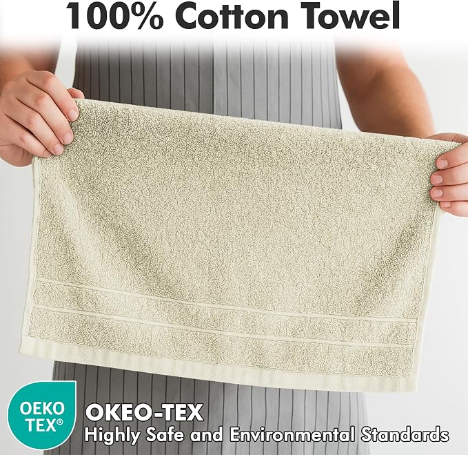 100% Ring Spun Cotton Hand Towels for Bathroom – 550 GSM Soft & Absorbent Towel Set– Pack of 6 Small Towel (34x20in) – Quick Dry Luxury Cotton Hand Towels – Ivory
